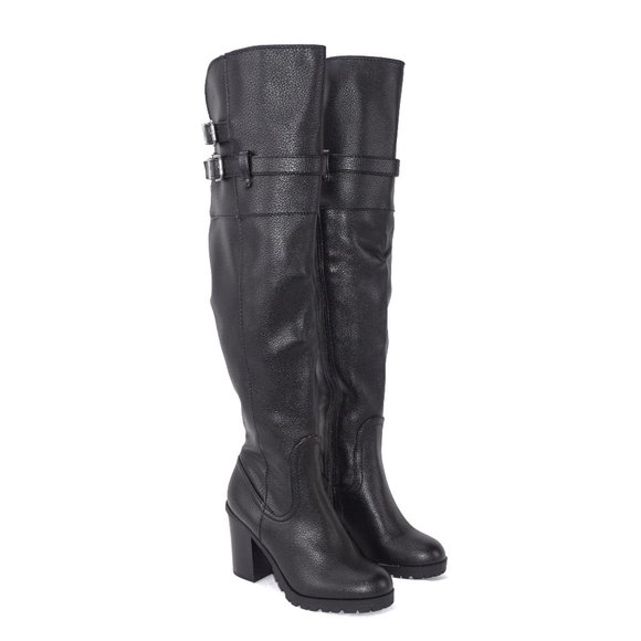 Simply Vera Wang Lorne Black Over the Knee Chunky High Heel Boots Brand New NIB - Picture 1 of 6